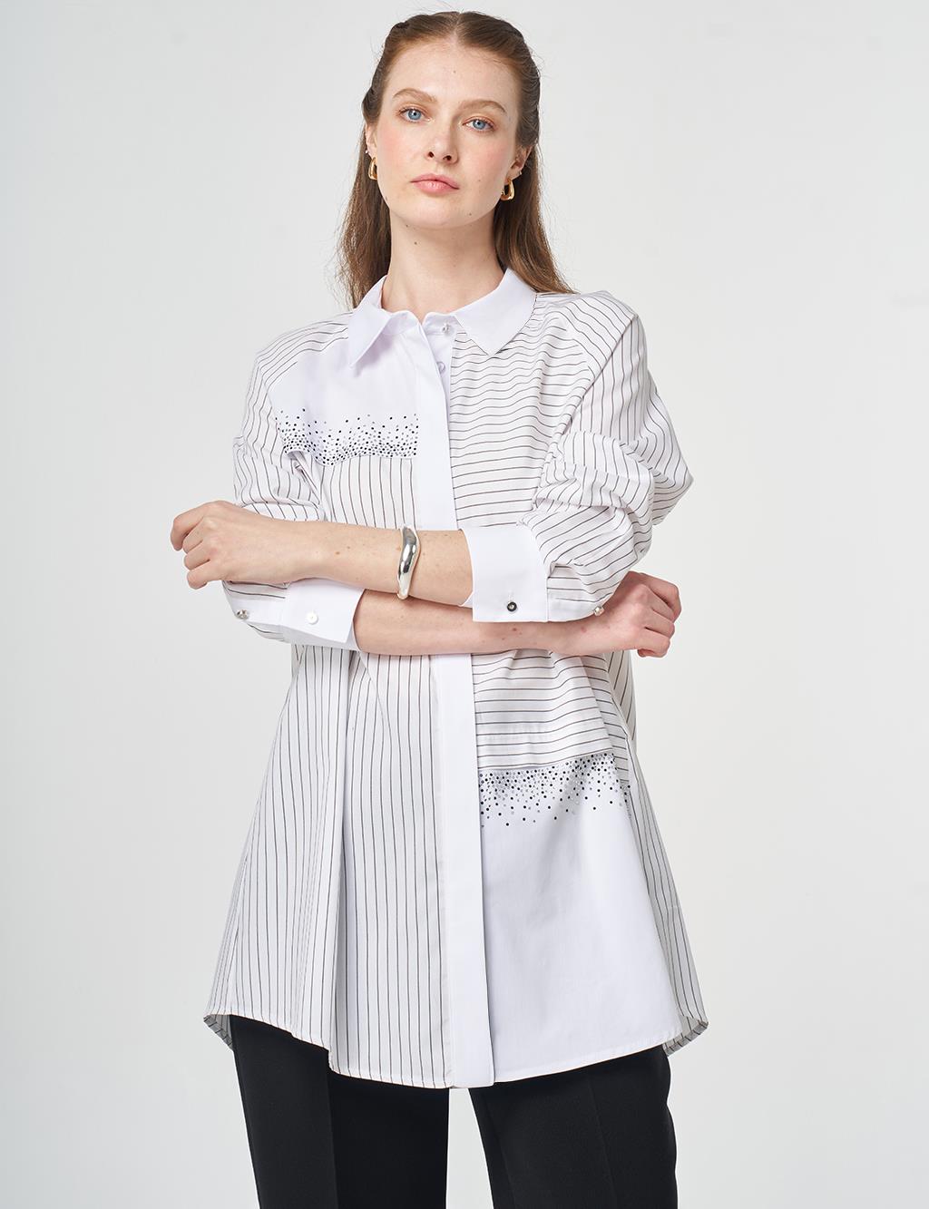 Hotfix Printed Cotton Tunic Black