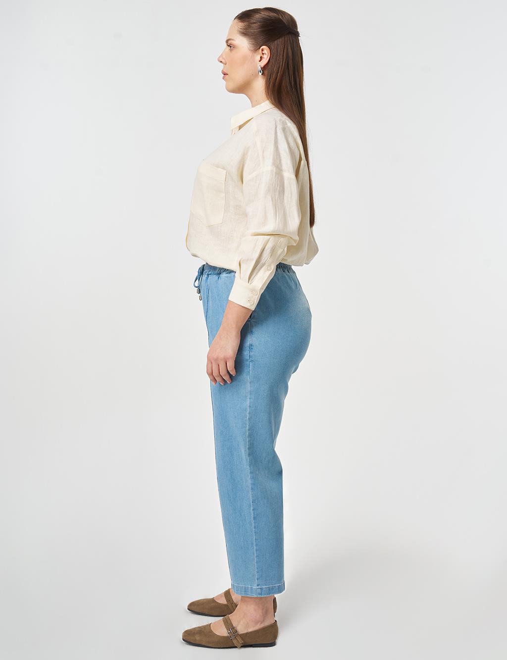 Washed Seamed Chima Pants Blue