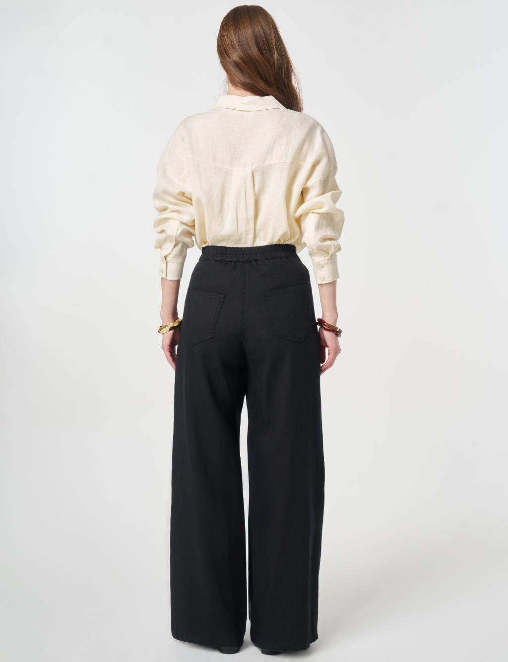 Wide Leg Non-Denim Trousers Black