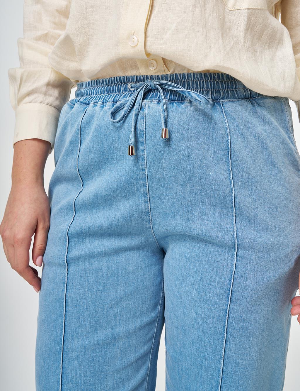 Washed Seamed Chima Pants Blue