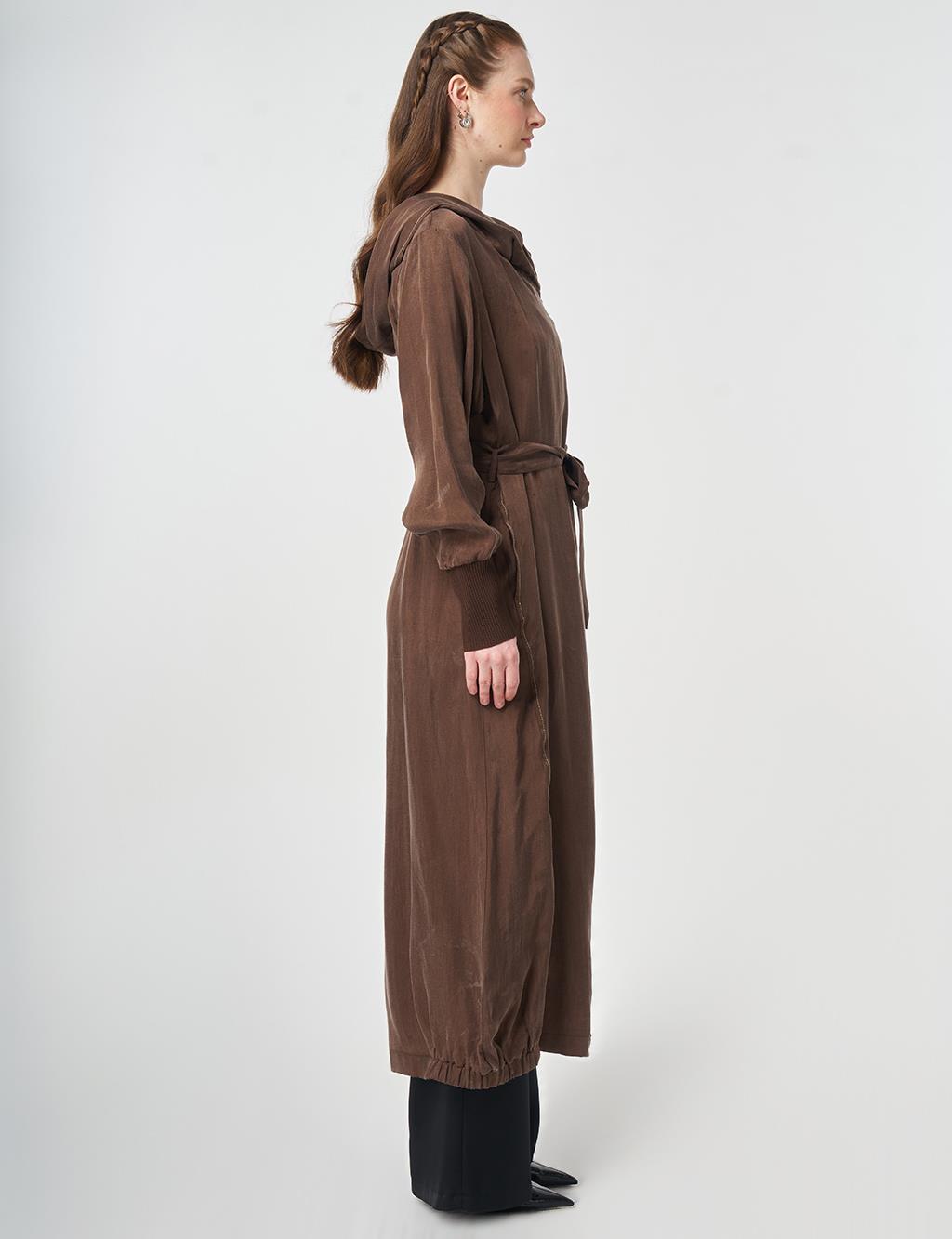 %100 Lyocell Kapüşon Detaylı Giy Çık Çikolata