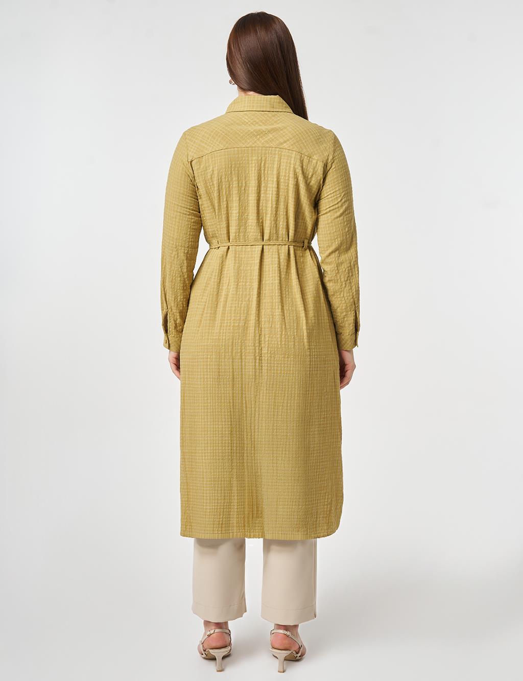 Embroidered Textured Tunic Olive Green