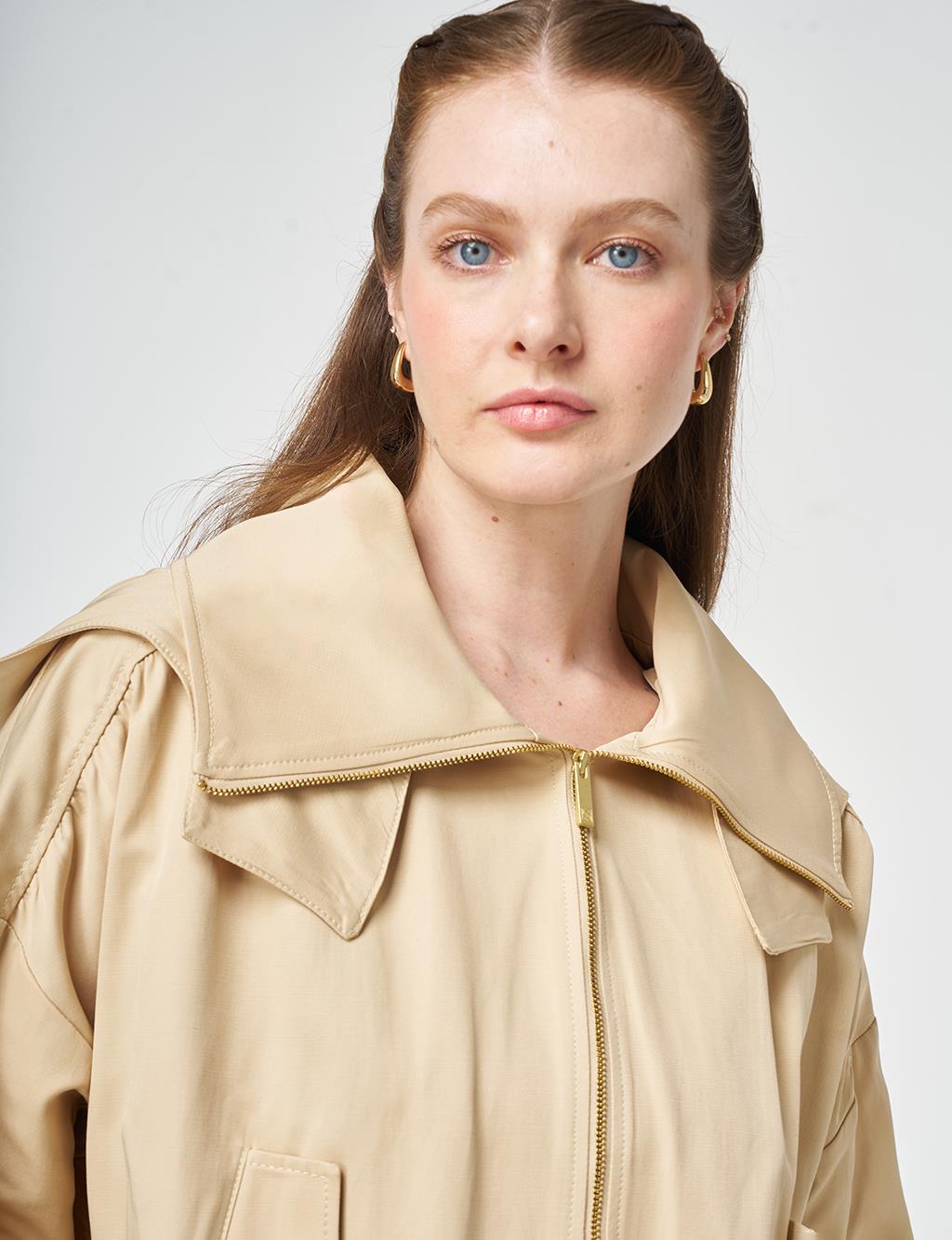 High Neck Jacket Light Yellow