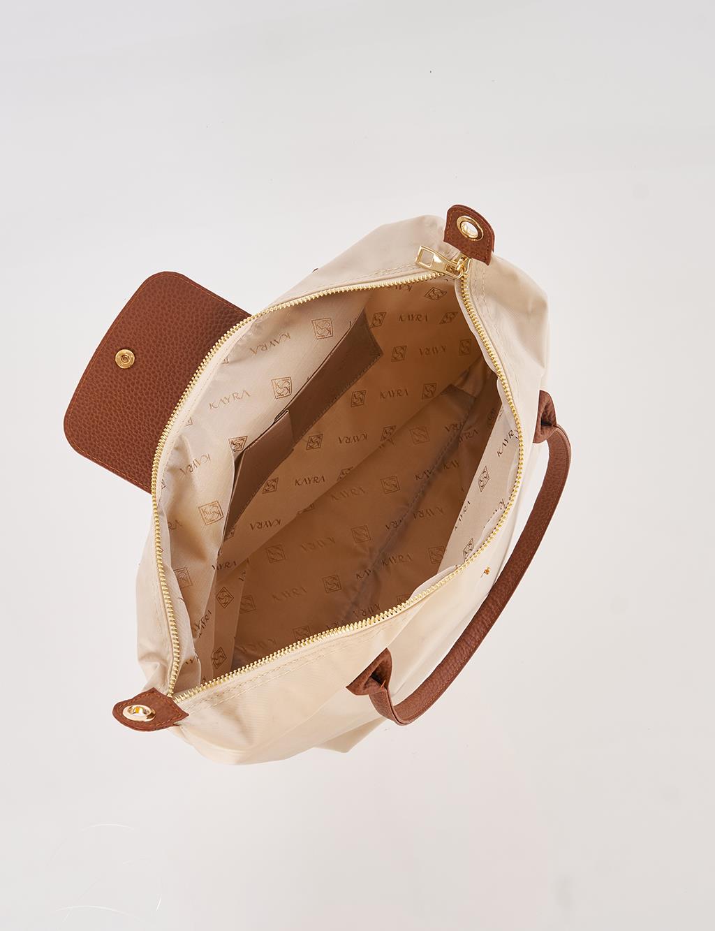 Büyük Boy Kumaş Çanta Krem 