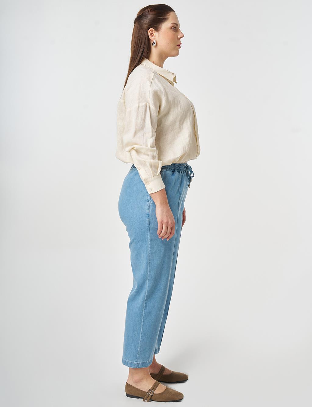 Washed Seamed Chima Pants Blue