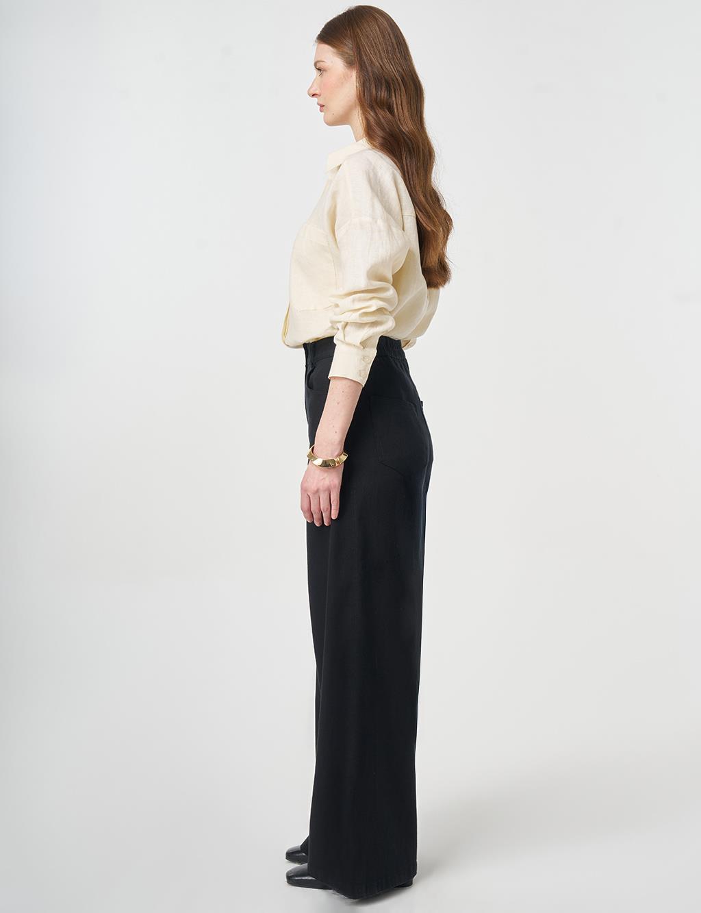 Wide Leg Non-Denim Trousers Black