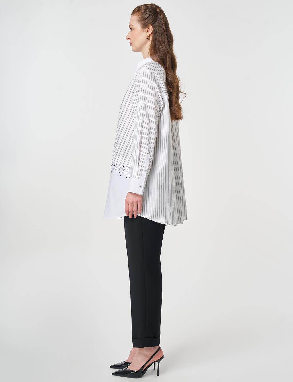 Hotfix Printed Cotton Tunic Black