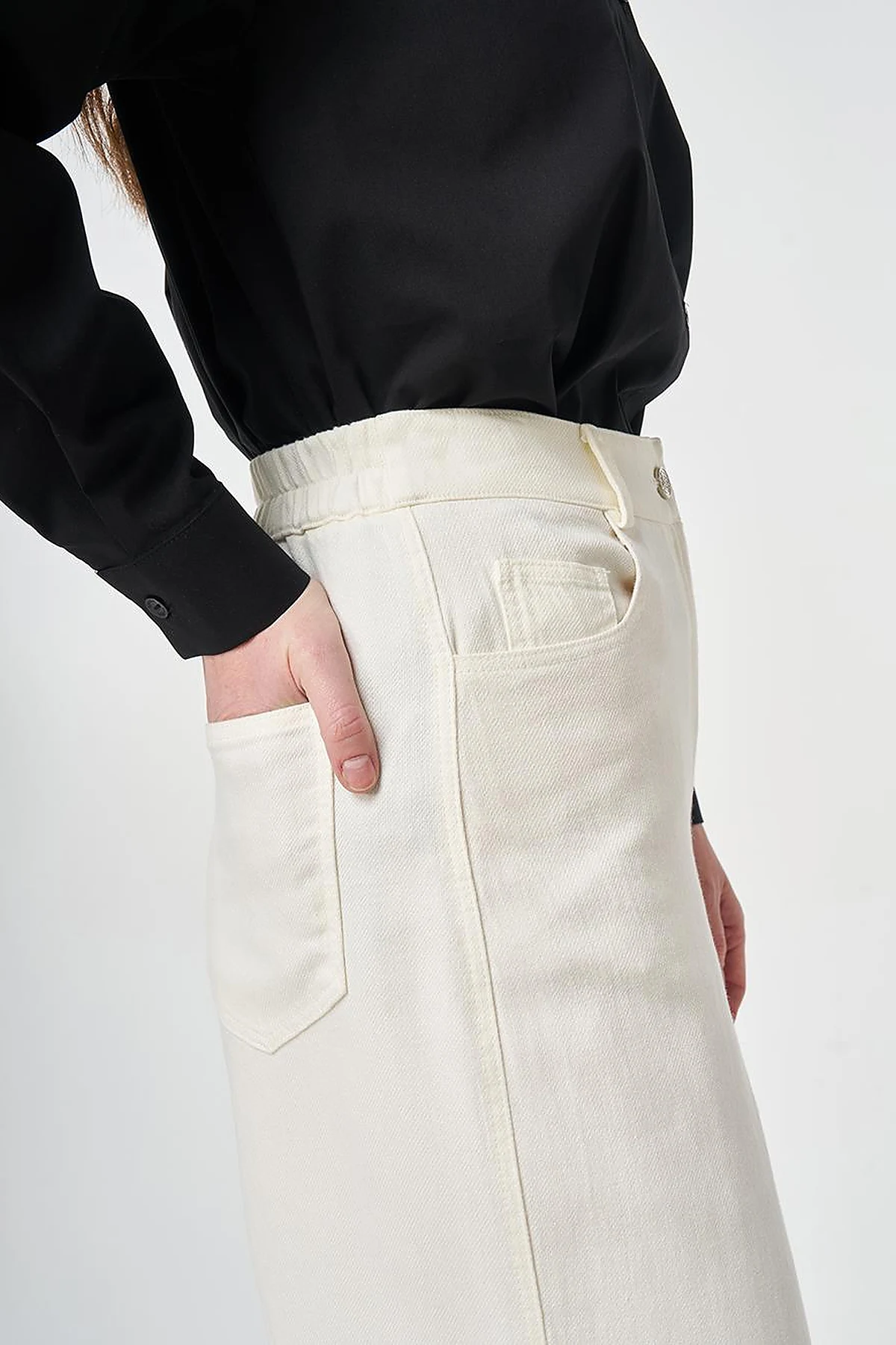 Geniş Paça Non Denim Pantolon Ekru 