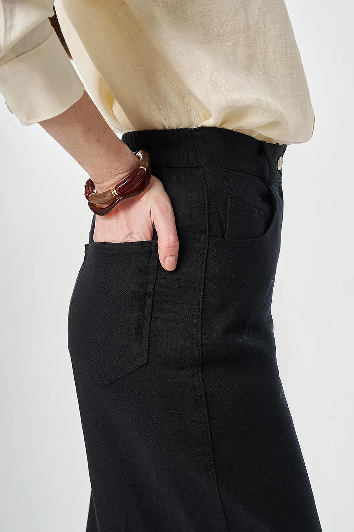 Geniş Paça Non Denim Pantolon Siyah 