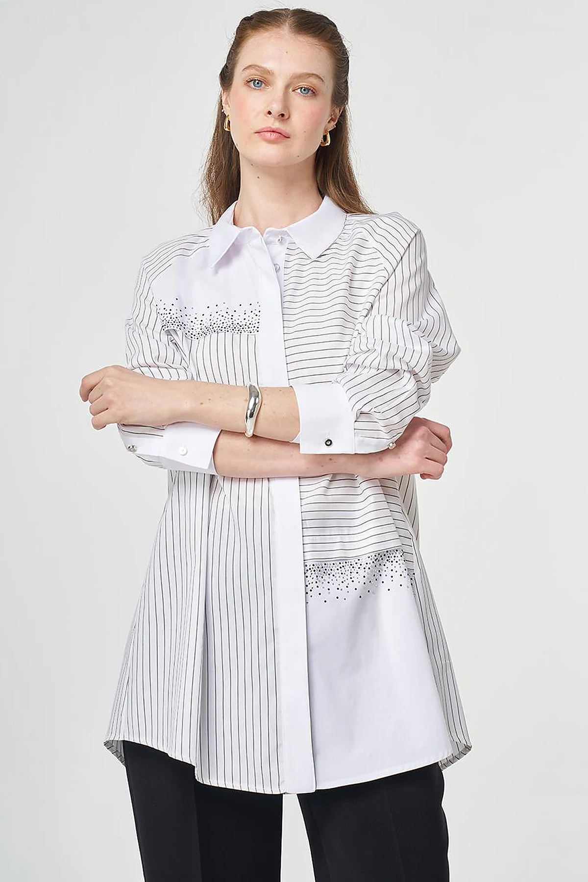 Hotfix Printed Cotton Tunic Black