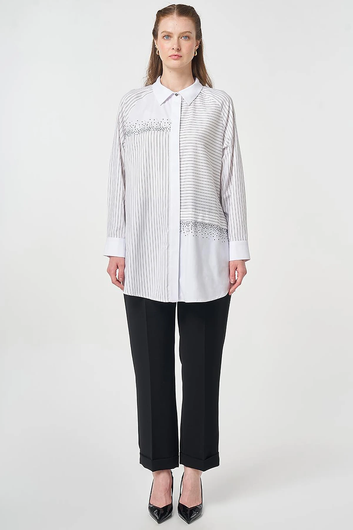 Hotfix Printed Cotton Tunic Black