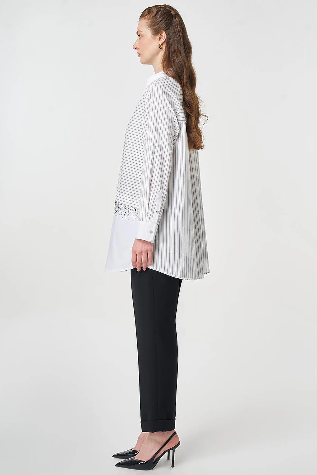 Hotfix Printed Cotton Tunic Black
