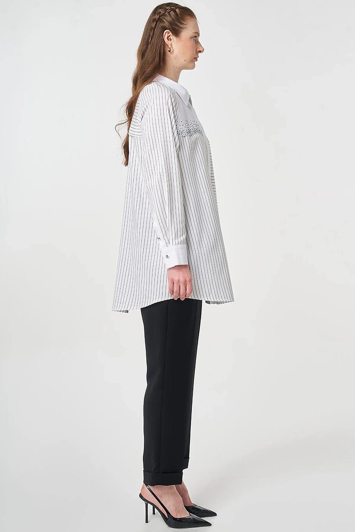 Hotfix Printed Cotton Tunic Black