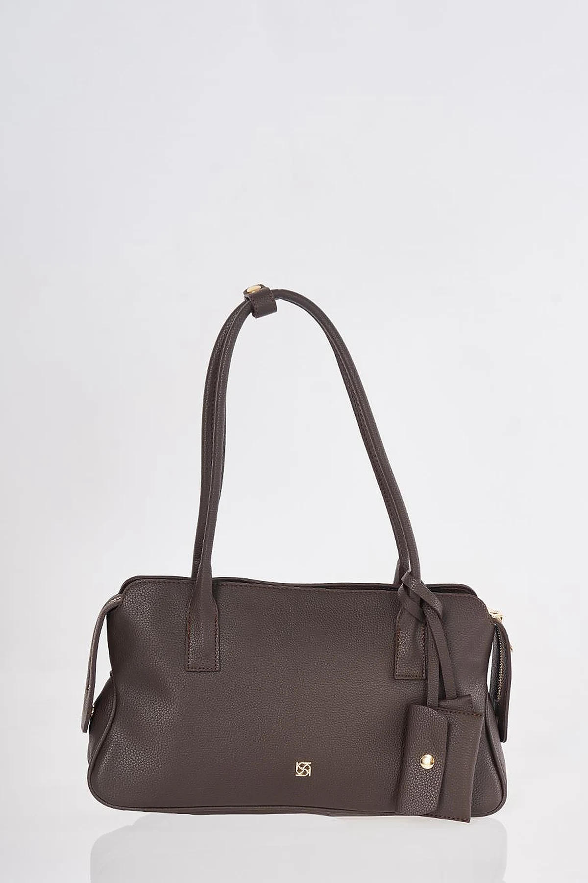 Faux Leather Shoulder Dark Brown