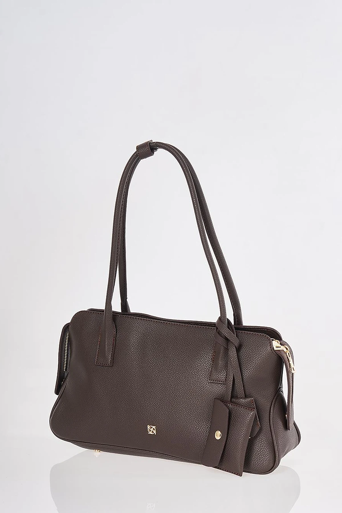Faux Leather Shoulder Dark Brown