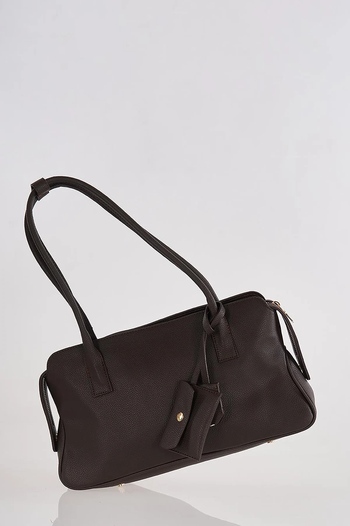 Faux Leather Shoulder Dark Brown