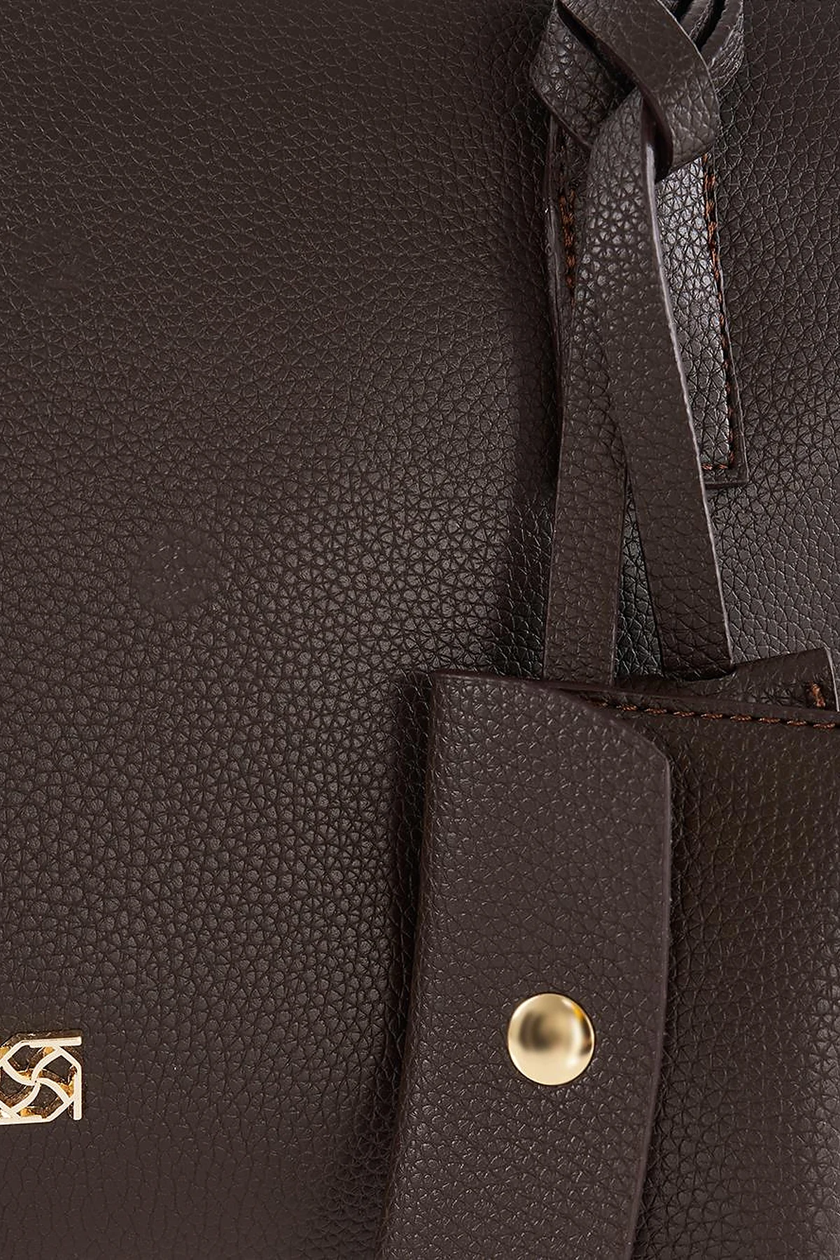 Faux Leather Shoulder Dark Brown