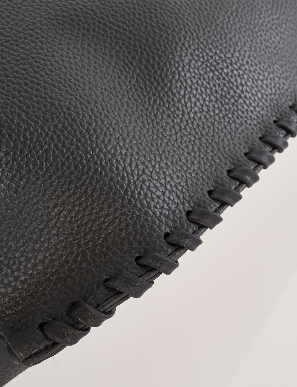 Knitted-Detail Hobo Bag Black