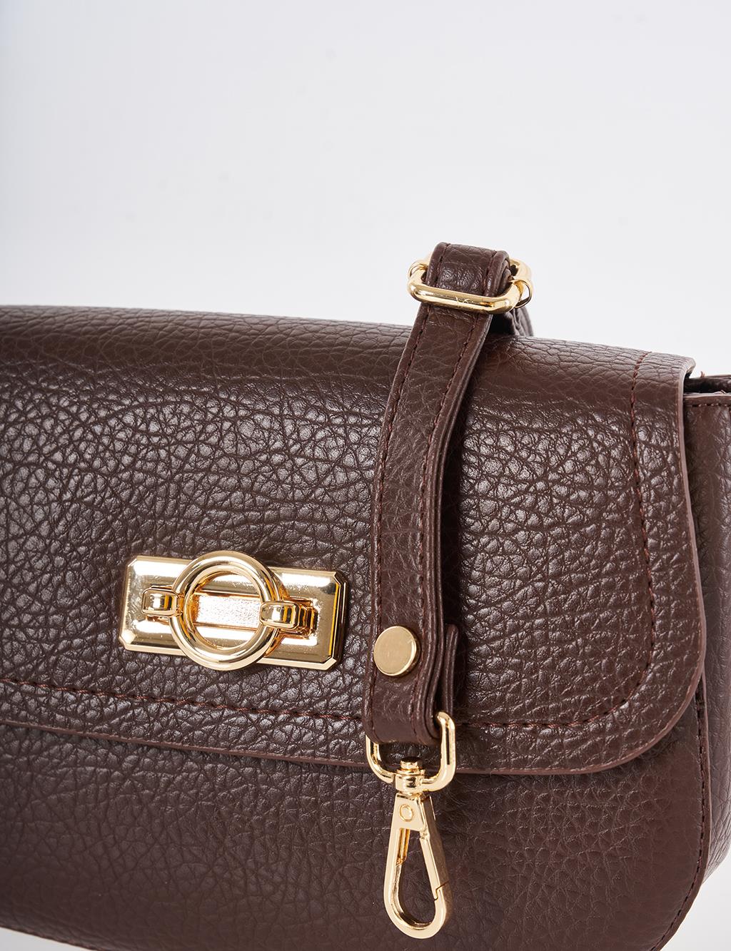 Toka Detaylı Omuz Çantası Acı Kahve