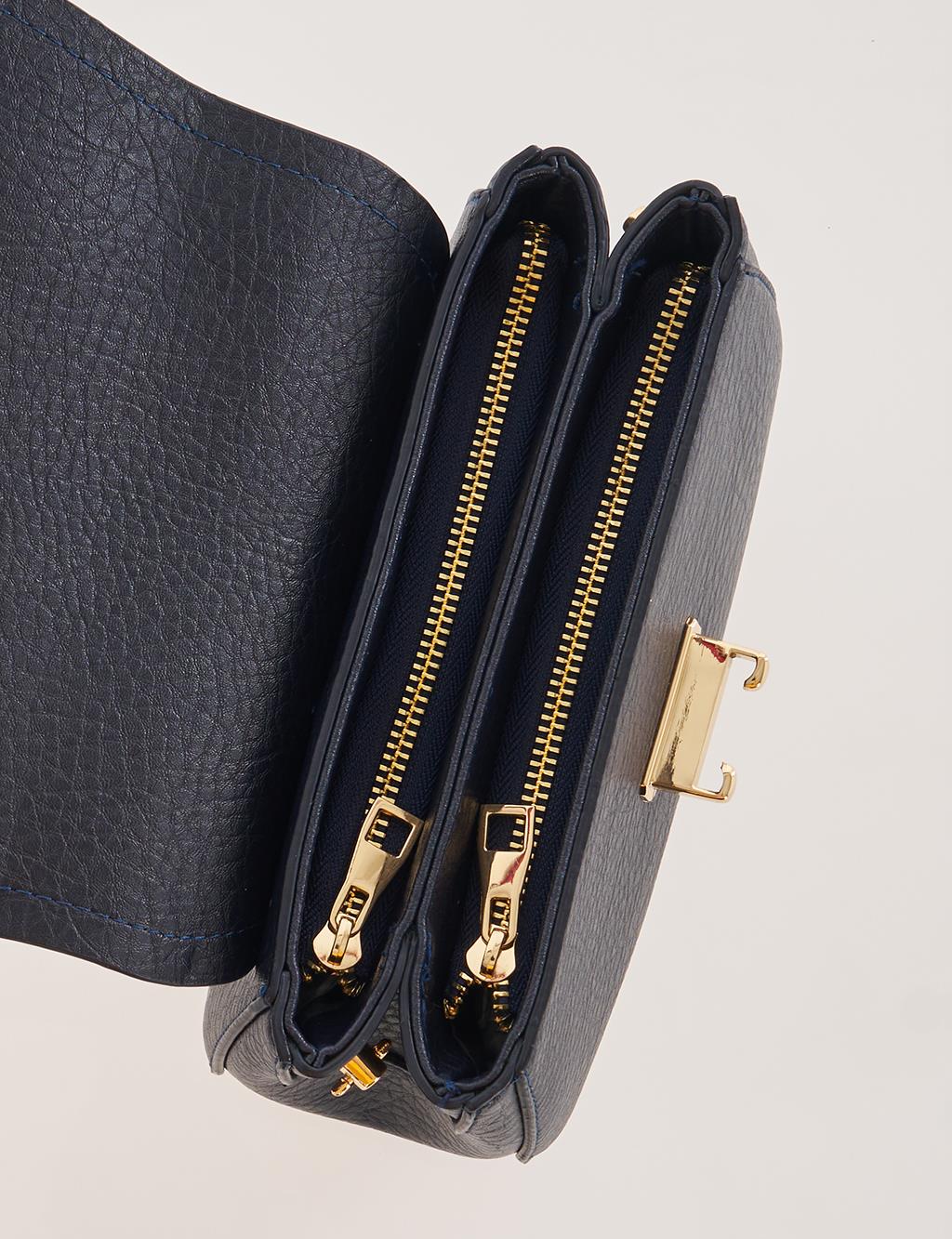Shoulder Bag with Buckle Detail Navy