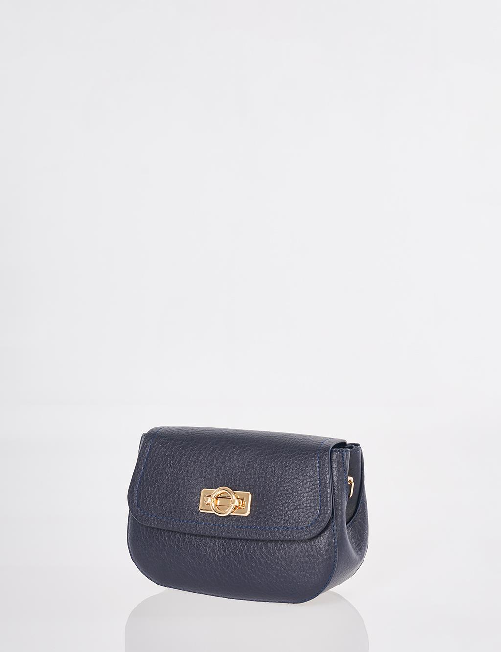 Shoulder Bag with Buckle Detail Navy