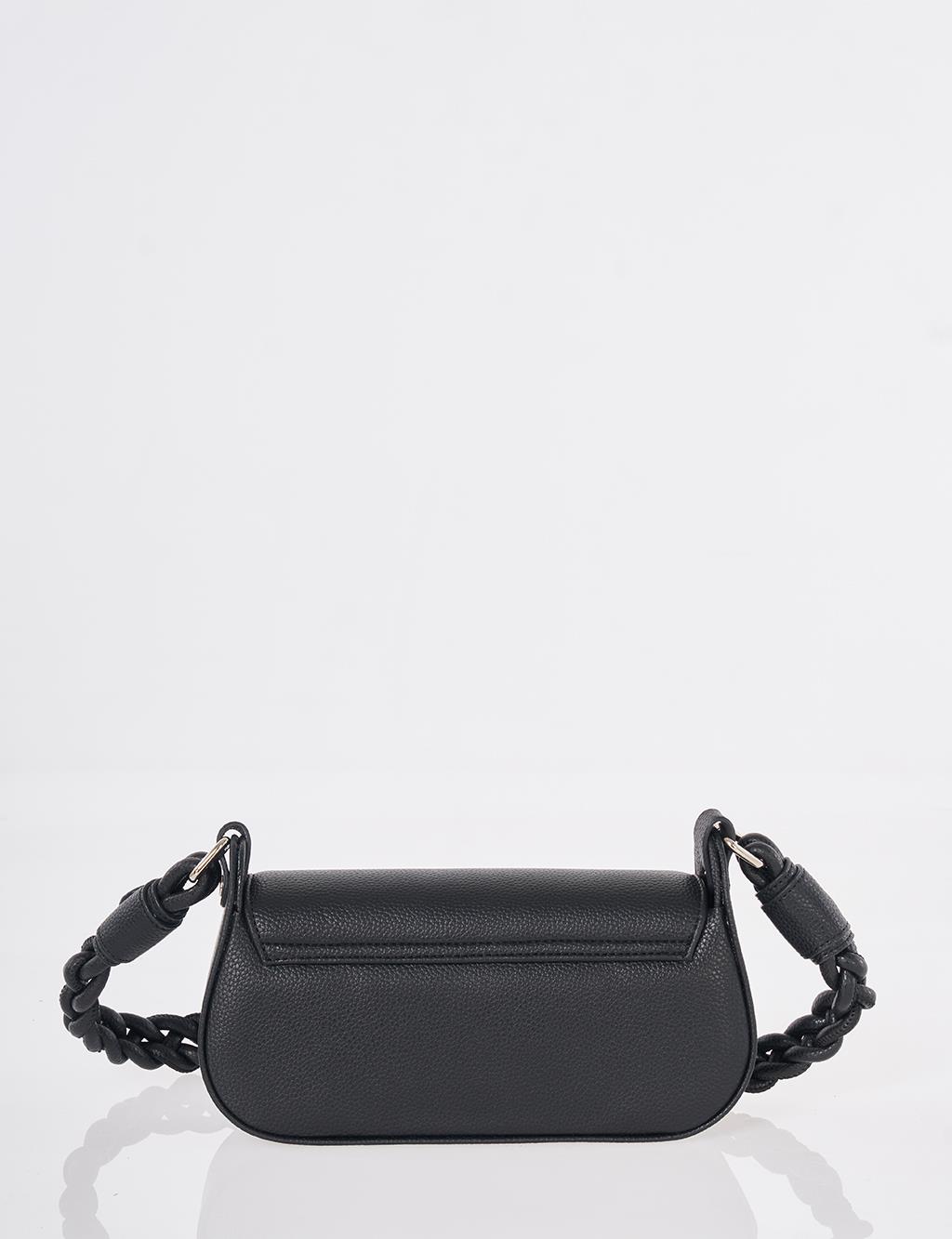 Kapaklı Baget Çanta Siyah