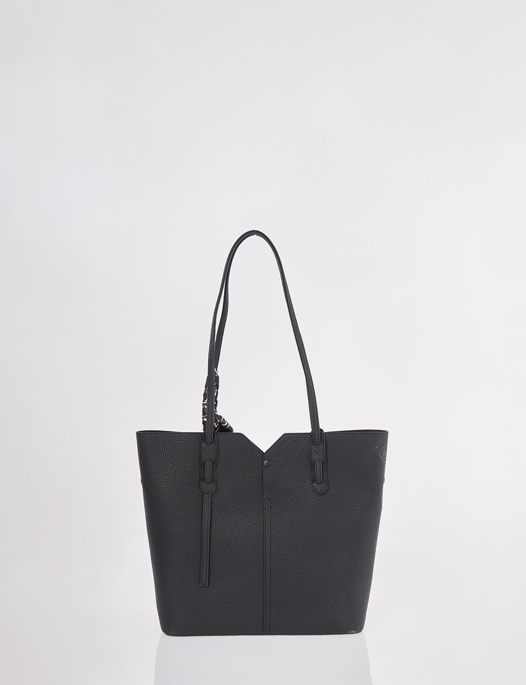 Suni Deri Tote Çanta Siyah