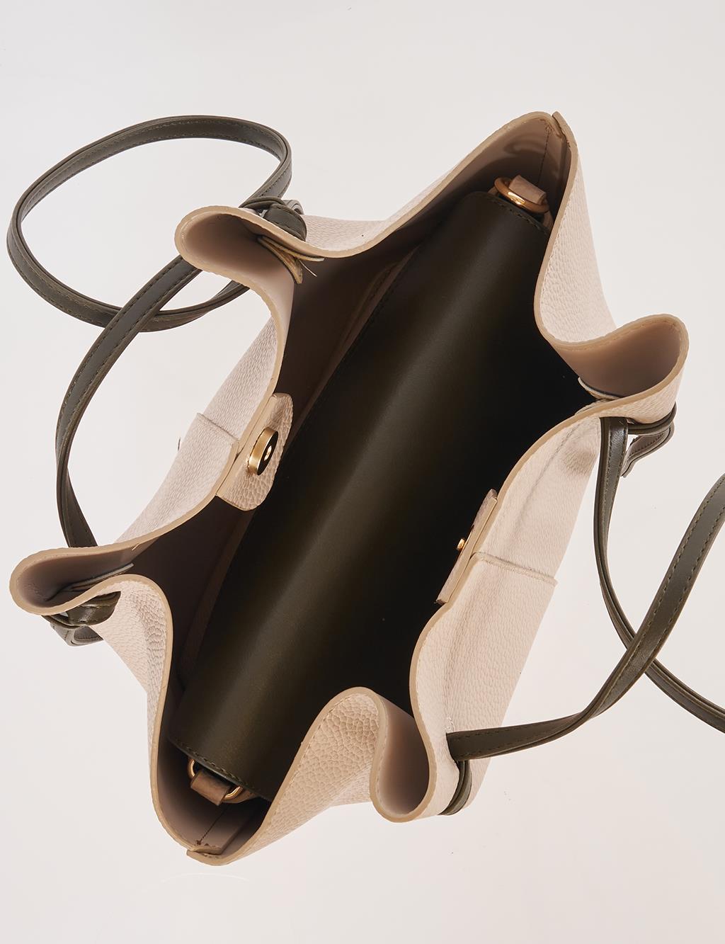 Shoulder Bag with Pouches Stone