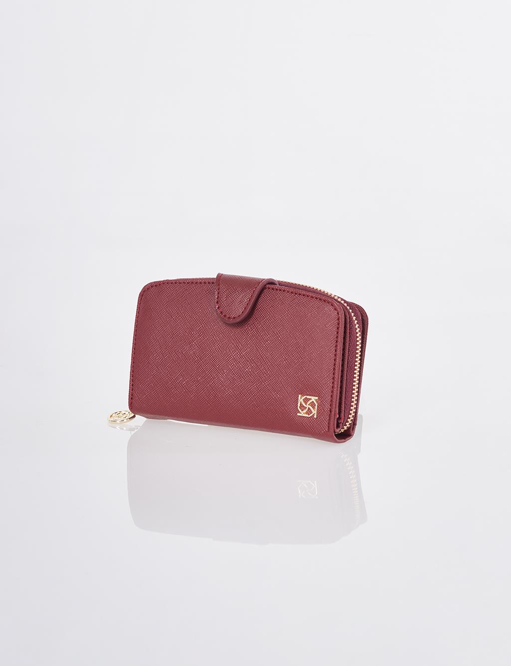 Kapama Detaylı Cüzdan Bordo