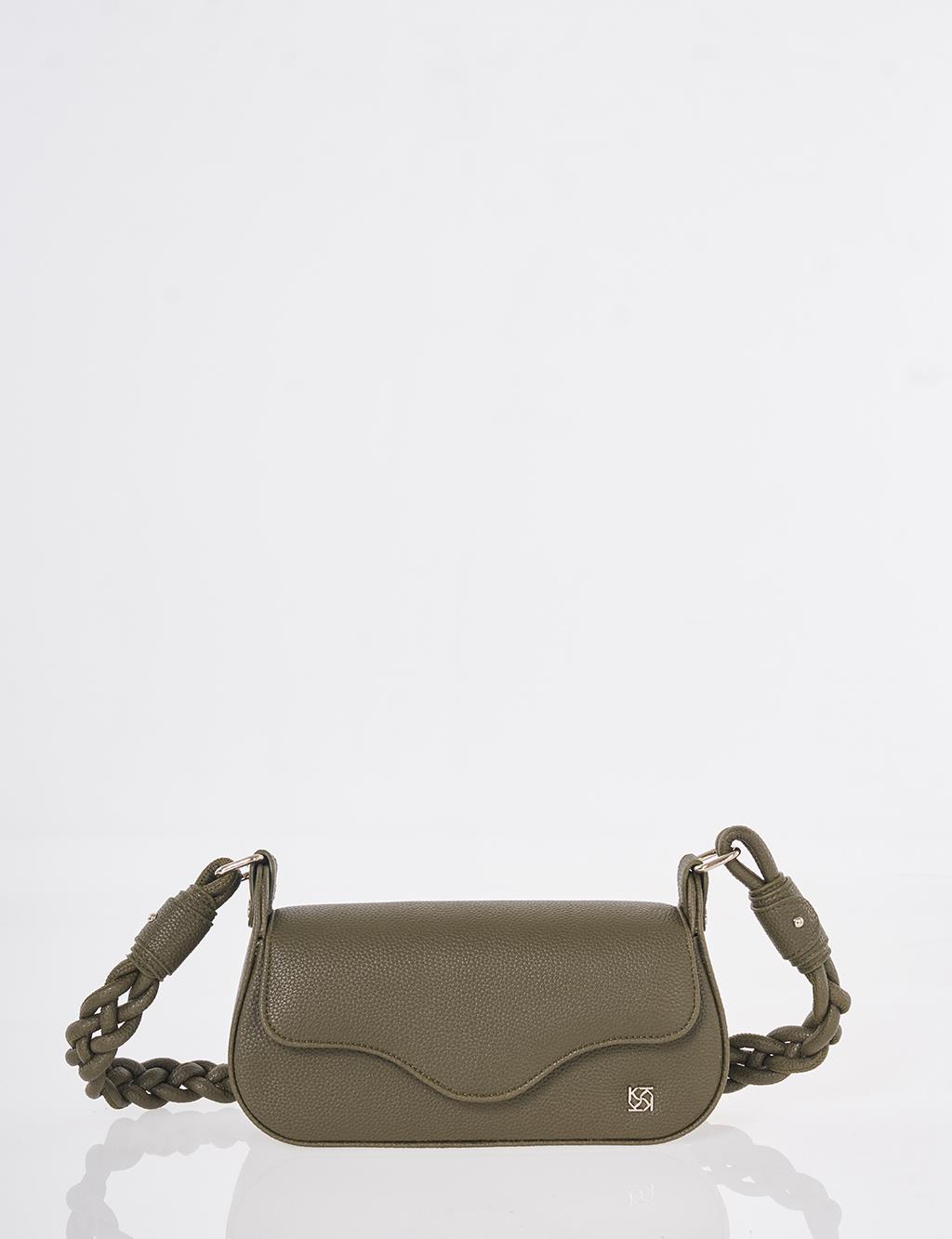 Flap Baguette Bag Khaki