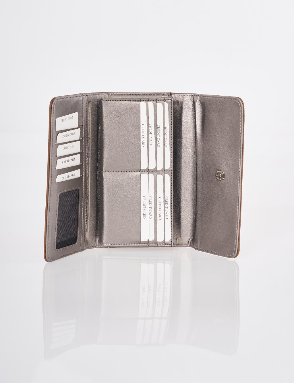 Kapaklı Uzun Cüzdan Kahve