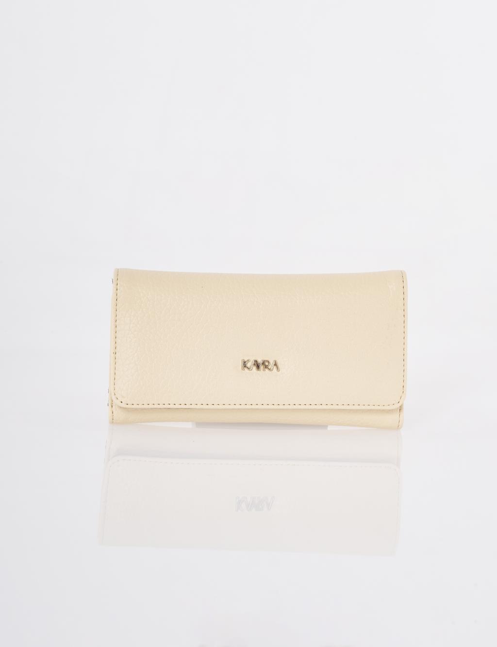 Flap Long Wallet Cream