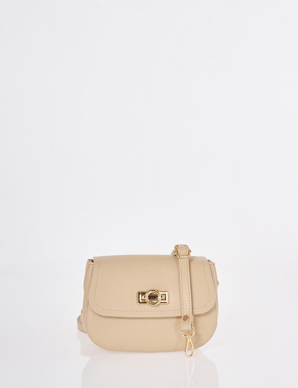 Toka Detaylı Omuz Çantası Taş