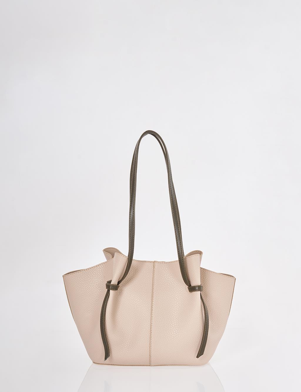 Shoulder Bag with Pouches Stone