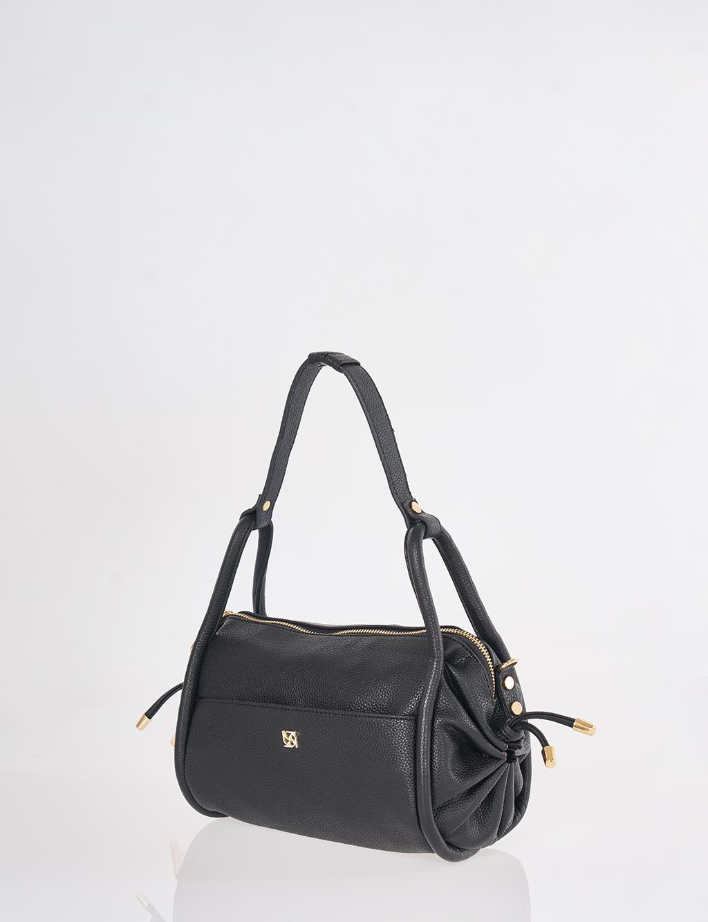 Black Knot Handle Hobo Bag