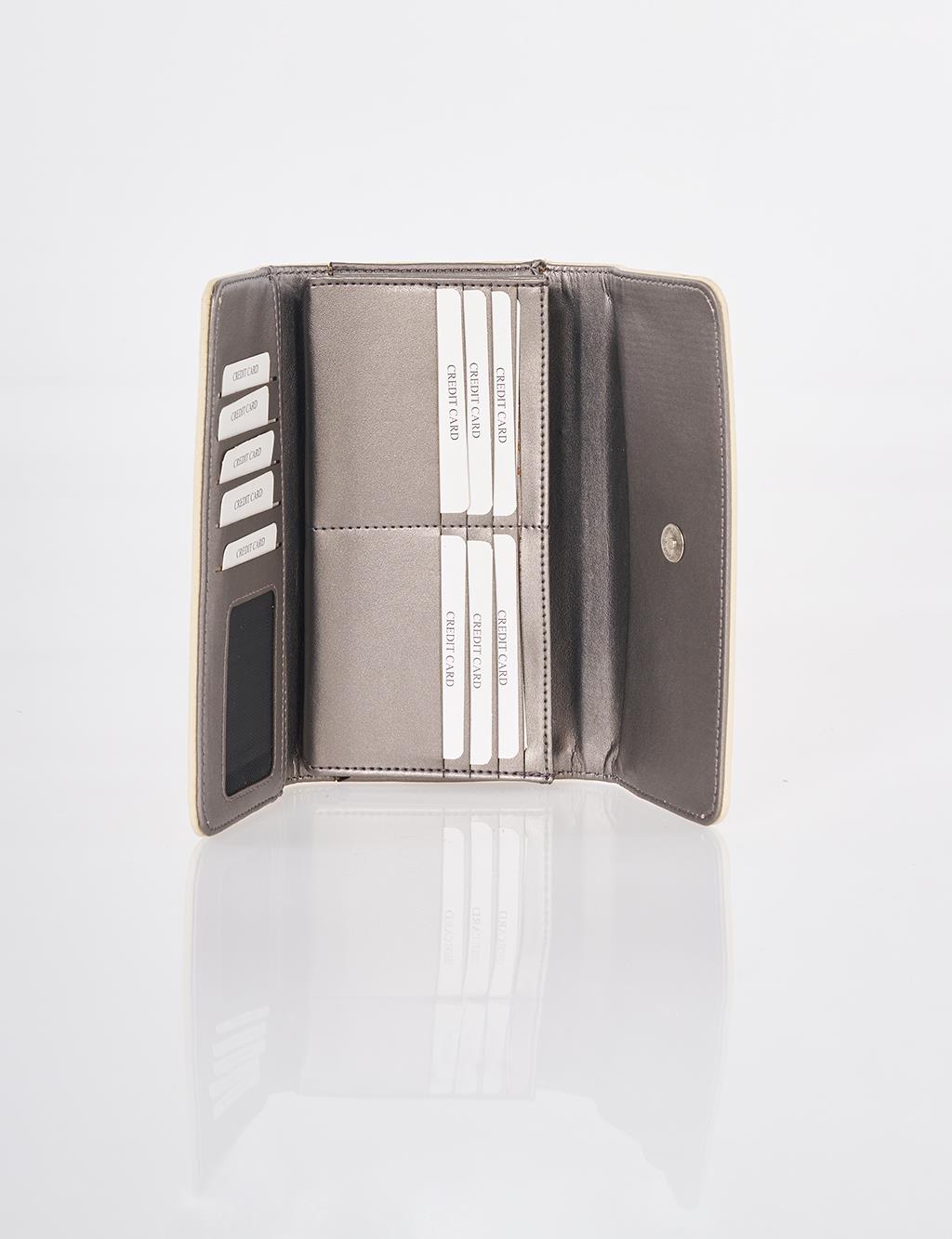 Flap Long Wallet Cream