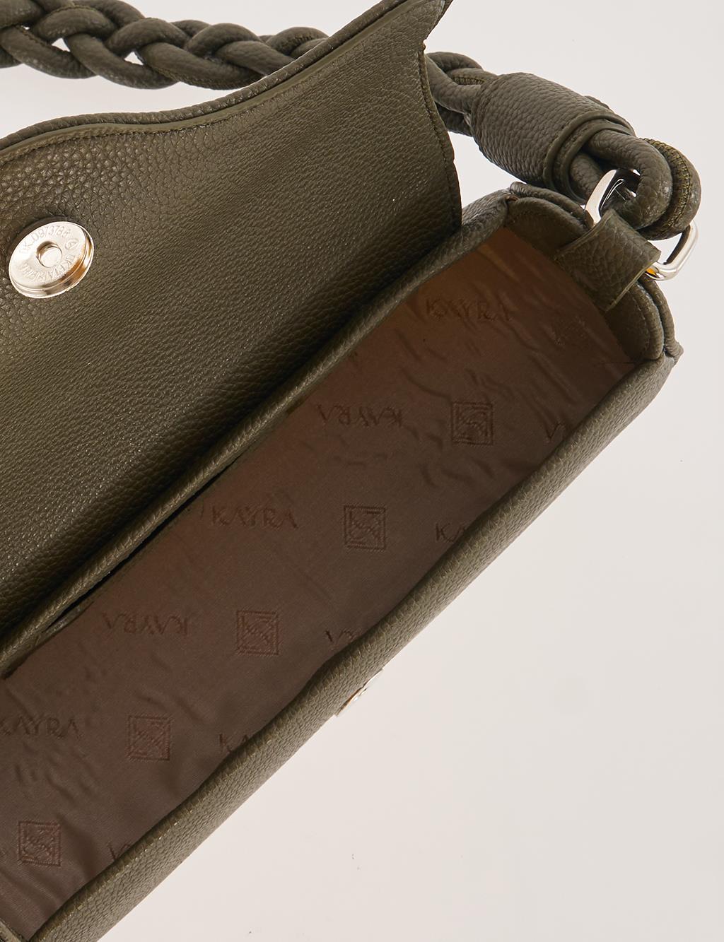 Flap Baguette Bag Khaki