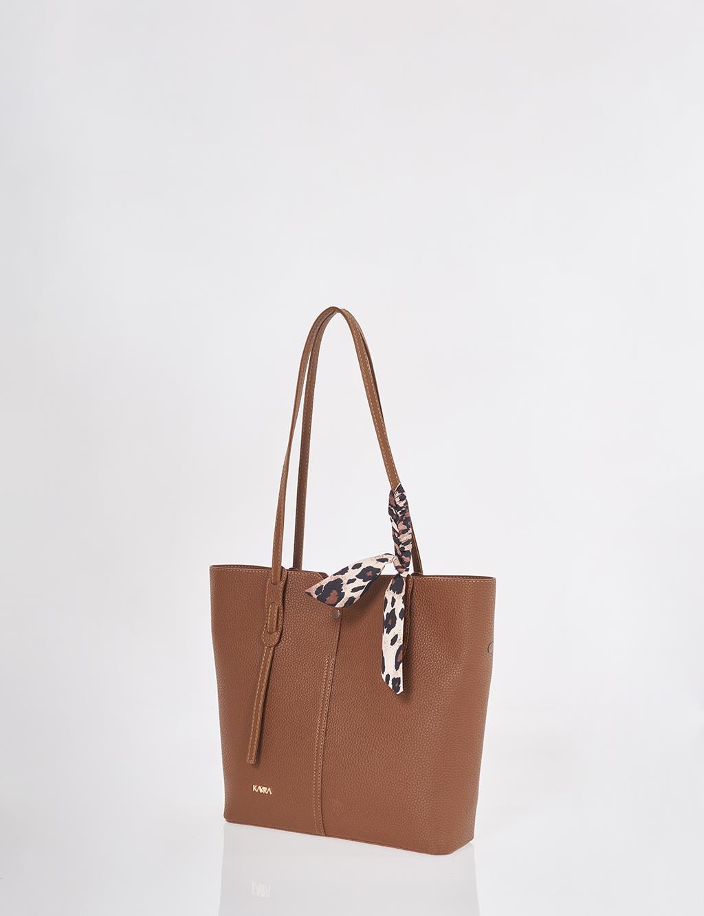 Brown Faux Leather Tote Bag