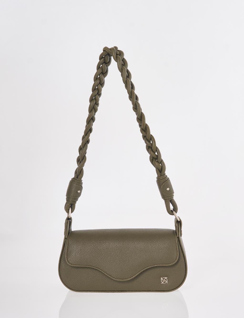 Flap Baguette Bag Khaki