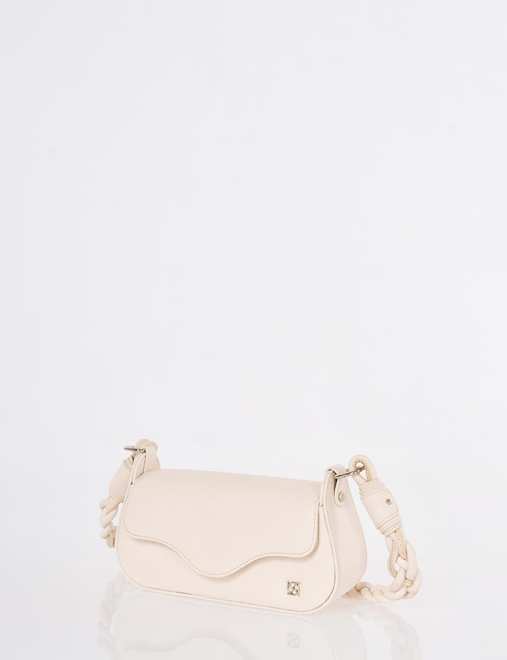 Kapaklı Baget Çanta Bej