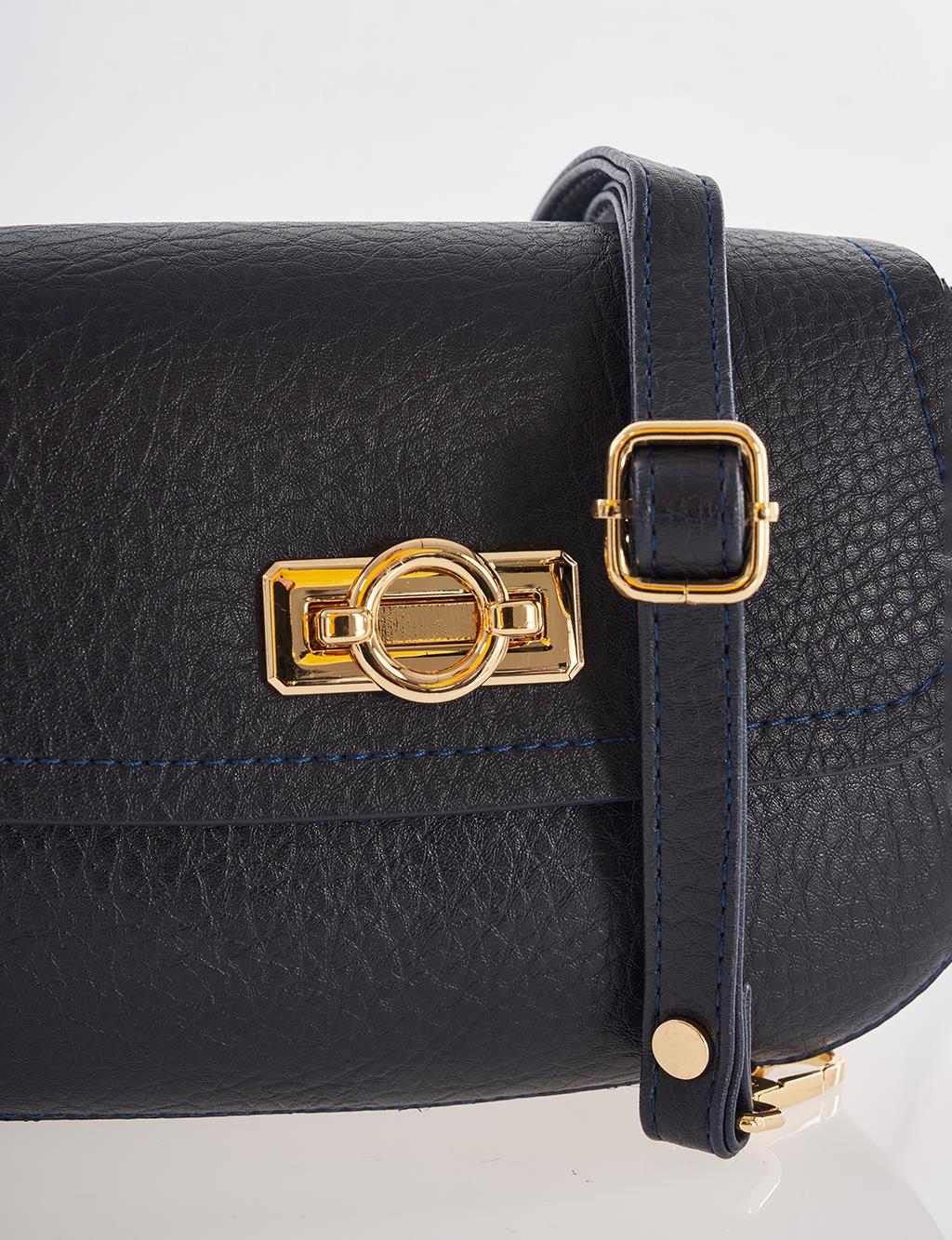 Shoulder Bag with Buckle Detail Navy