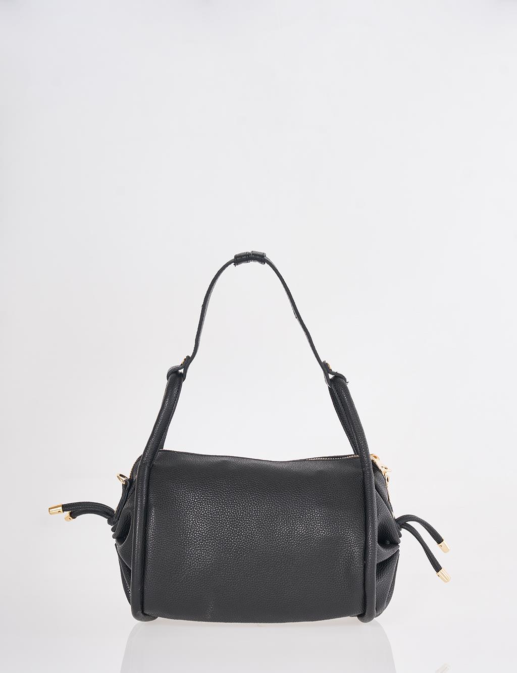 Black Knot Handle Hobo Bag