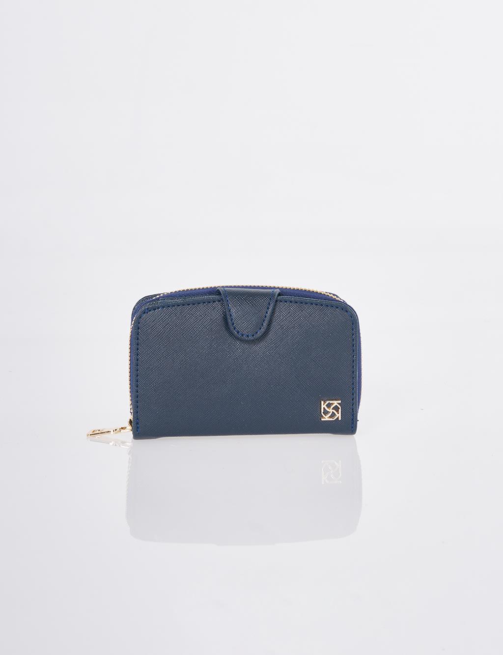 Wallet with Closure Detail Navy