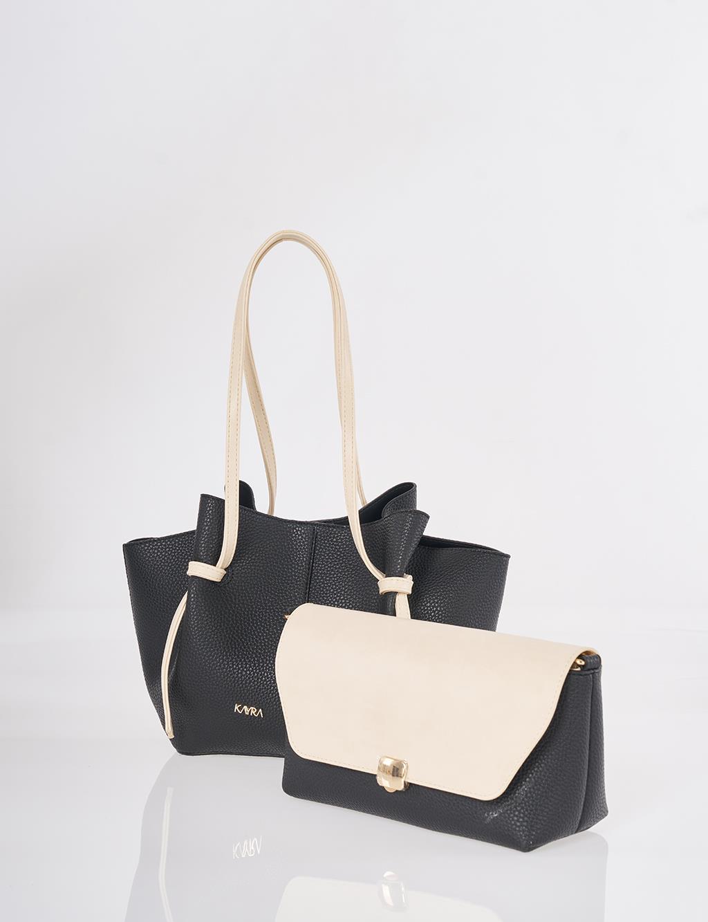 Shoulder Bag with Pouches Black