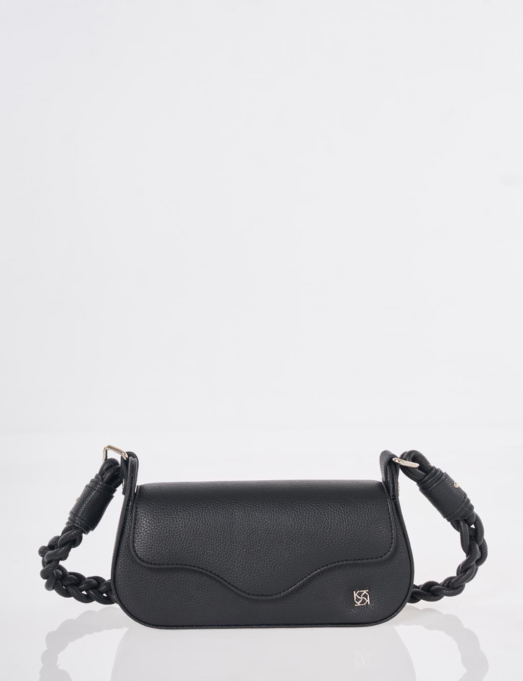 Kapaklı Baget Çanta Siyah