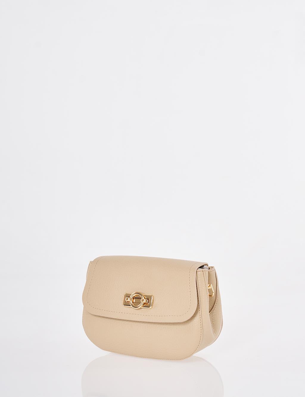 Toka Detaylı Omuz Çantası Taş