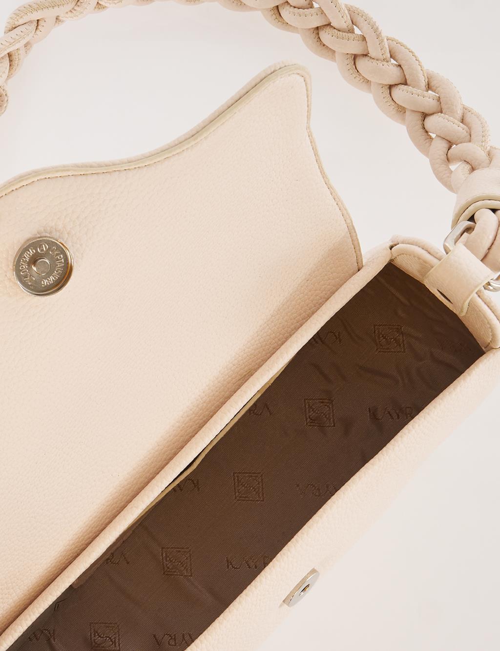 Kapaklı Baget Çanta Bej