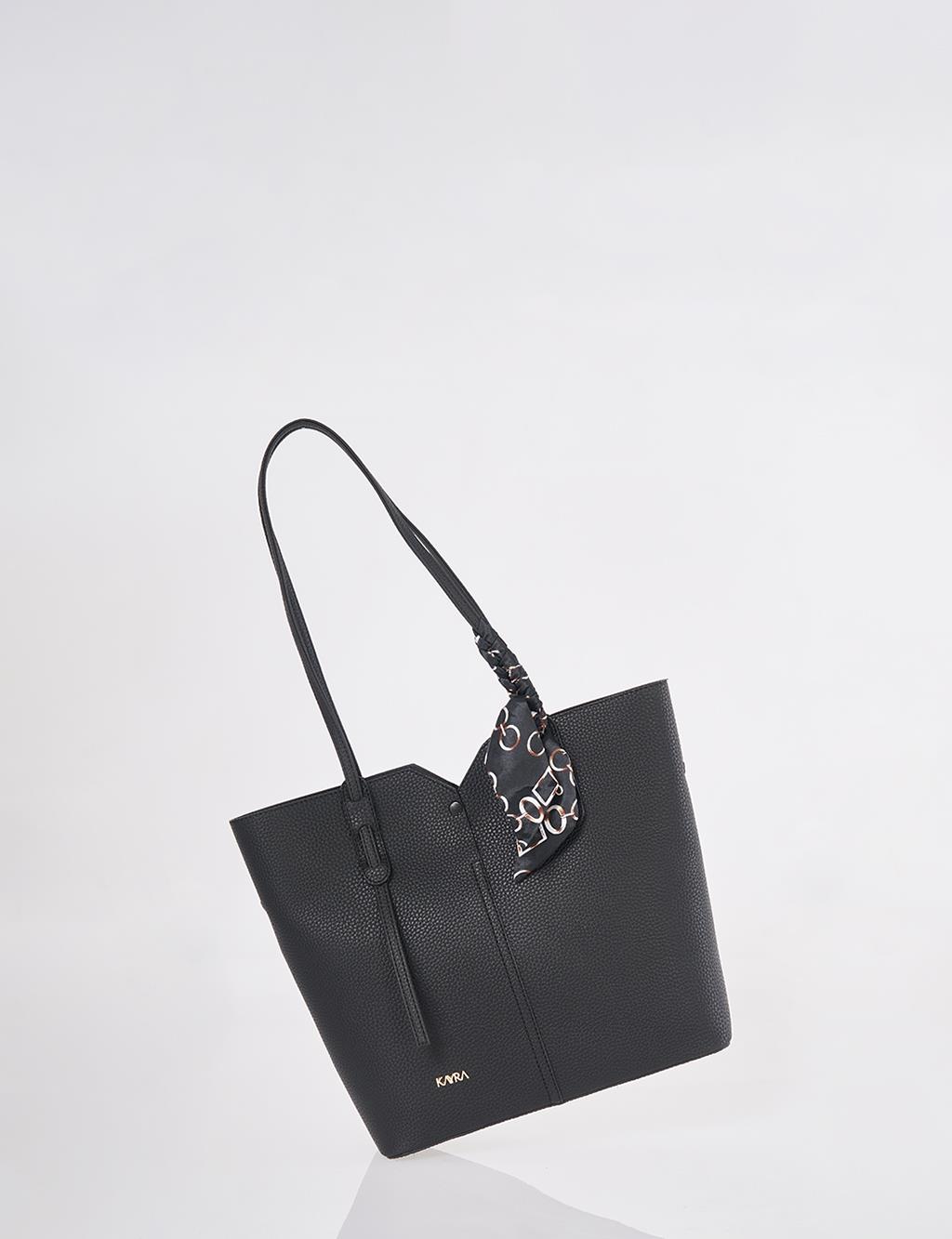 Suni Deri Tote Çanta Siyah