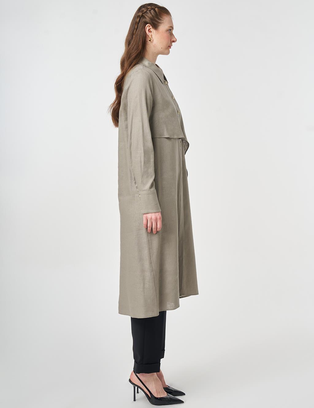 Asymmetrical Cut Linen Lyocell Tunic Dark Mink