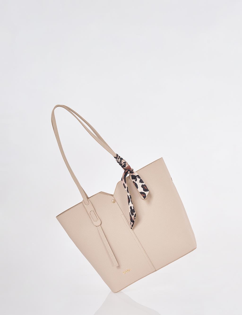 Suni Deri Tote Çanta Vizon